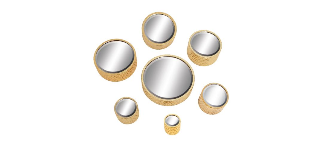 300115750 Ivy Collection Gold Metal Glam Wall Mirror Set of  sku 300115750