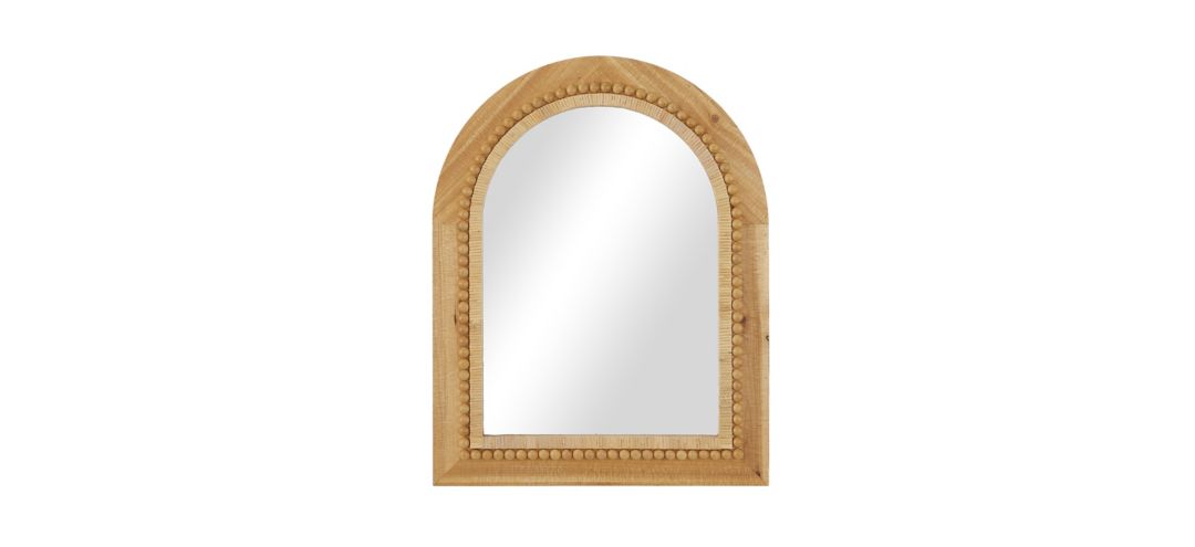Ivy Collection Tan Wood Wall Mirror