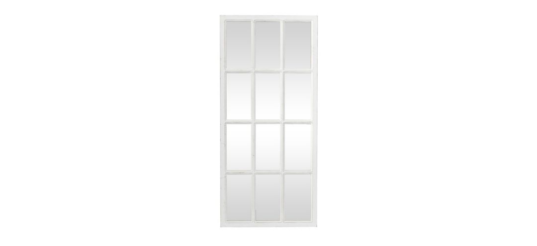 Ivy Collection White Wood Farmhouse Wall Mirror