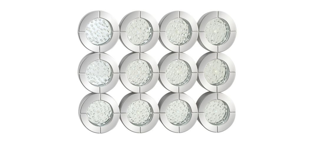 Ivy Collection Silver Glass Glam Wall Mirror
