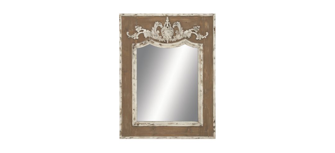 Ivy Collection Brown Wood Rustic Wall Mirror