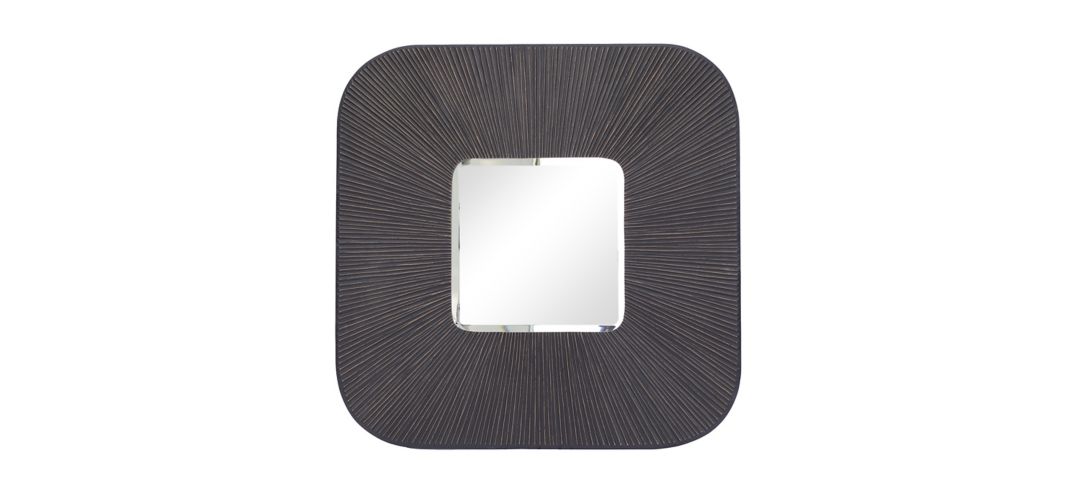 Ivy Collection Black Wood Modern Wall Mirror