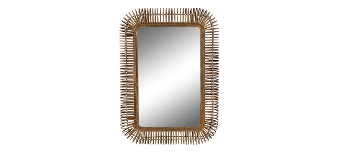 Ivy Collection Brown Rattan Wall Mirror