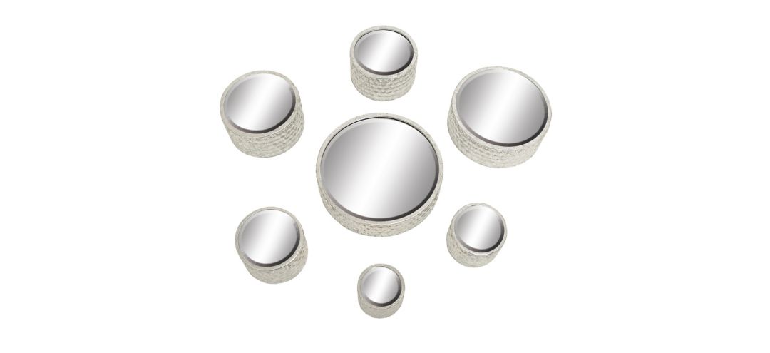 Ivy Collection Set of 7 Silver Metal Wall Mirrors