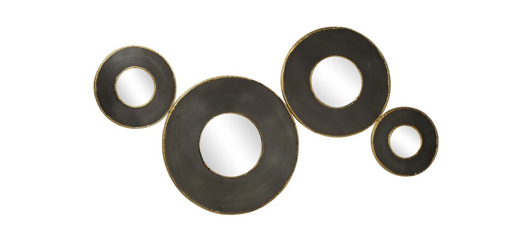 300143720 Ivy Collection Set of 4 Black Metal Wall Mirrors sku 300143720