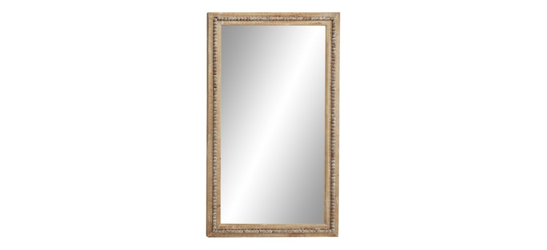 Ivy Collection Light Brown Wood Wall Mirror