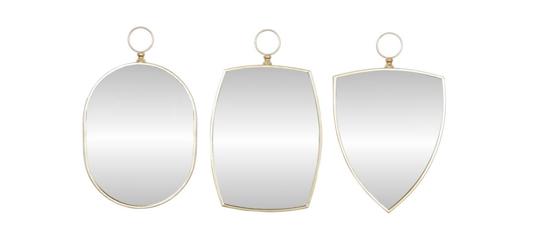 300143740 Ivy Collection Set of 3 Gold Wood Wall Mirrors sku 300143740