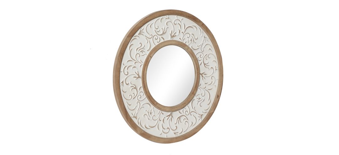 Ivy Collection White Wood Wall Mirror