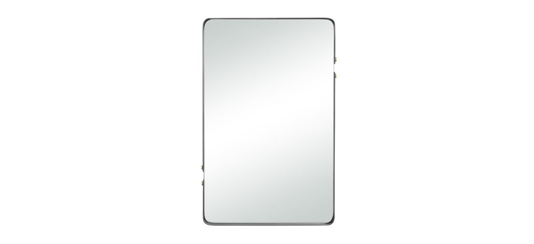 Ivy Collection Black Metal Wall Mirror