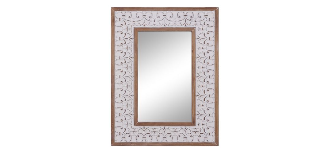 Ivy Collection White Wood Wall Mirror