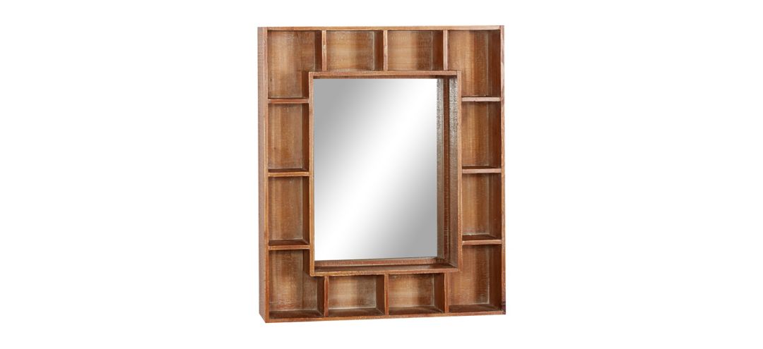 300145080 Ivy Collection Brown Wood Wall Mirror sku 300145080