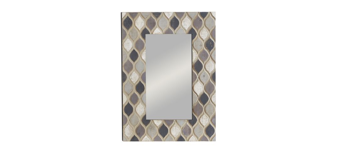 Ivy Collection Beige Wood Wall Mirror