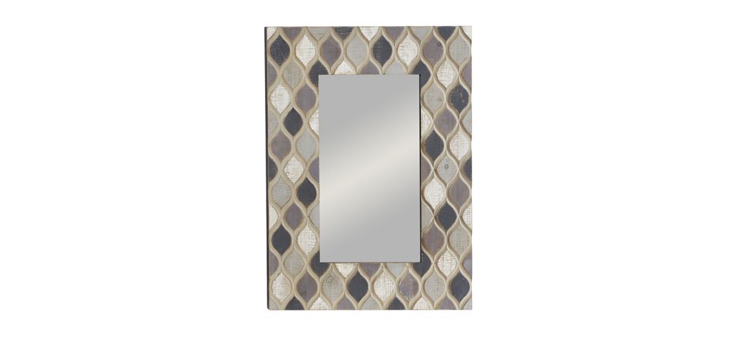 300145490 Ivy Collection Beige Wood Wall Mirror sku 300145490