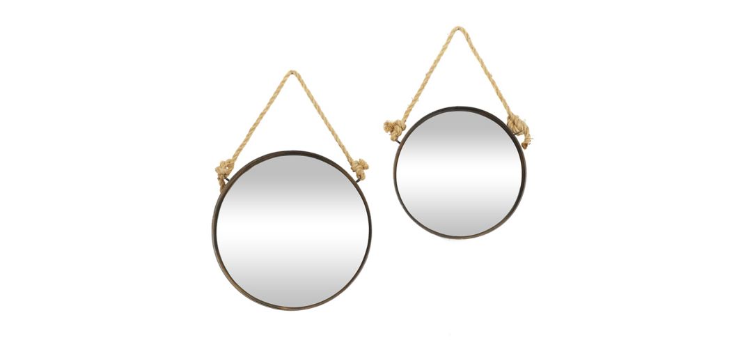 300145610 Ivy Collection Set of 2 Brown Metal Wall Mirrors sku 300145610