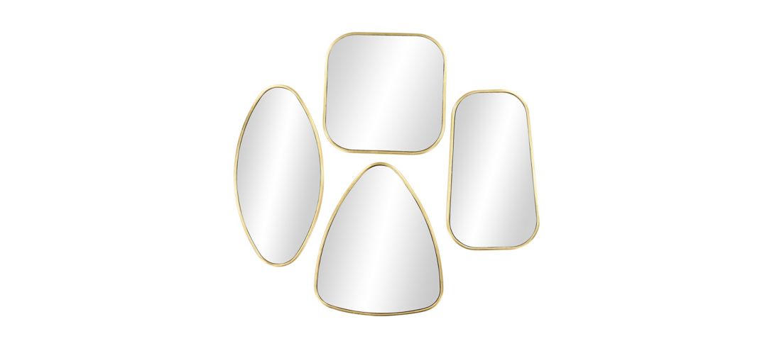 Ivy Collection Set of 4 Gold Wood Wall Mirrors