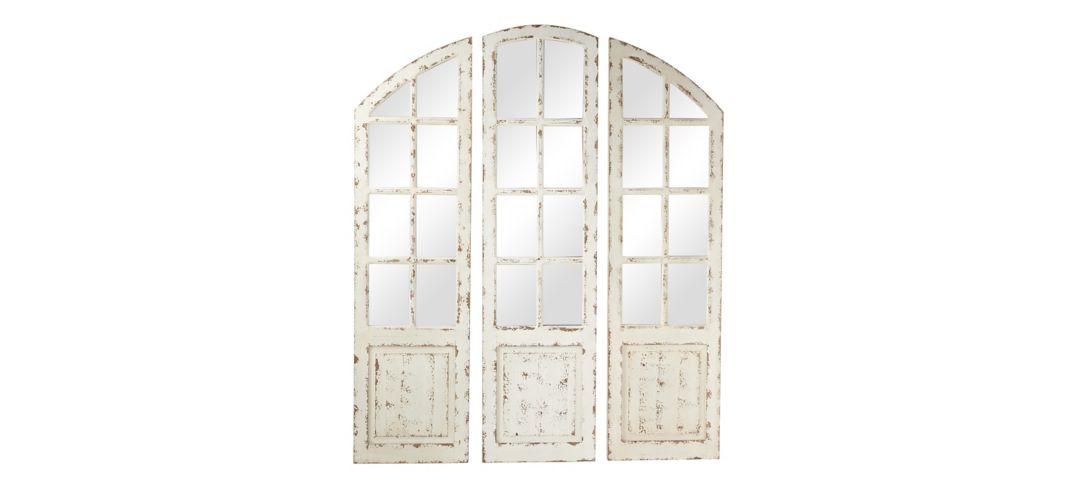 Ivy Collection Set of 3 White Wood Wall Mirrors