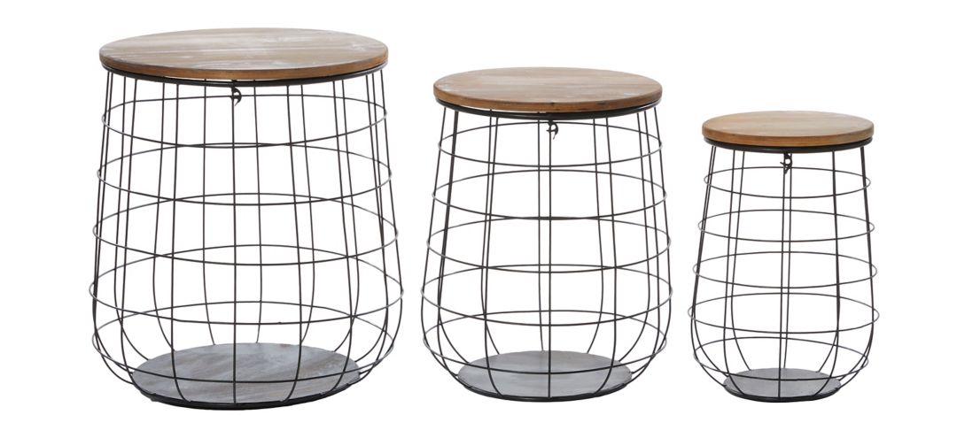 Ivy Collection Metal Storage Baskets - Set of 3