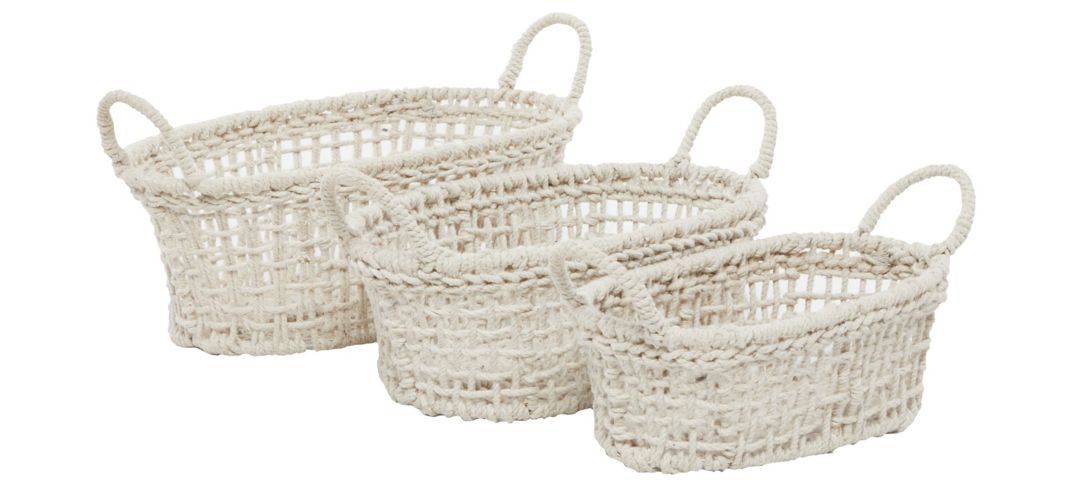 Ivy Collection Cotton Storage Baskets - Set of 3