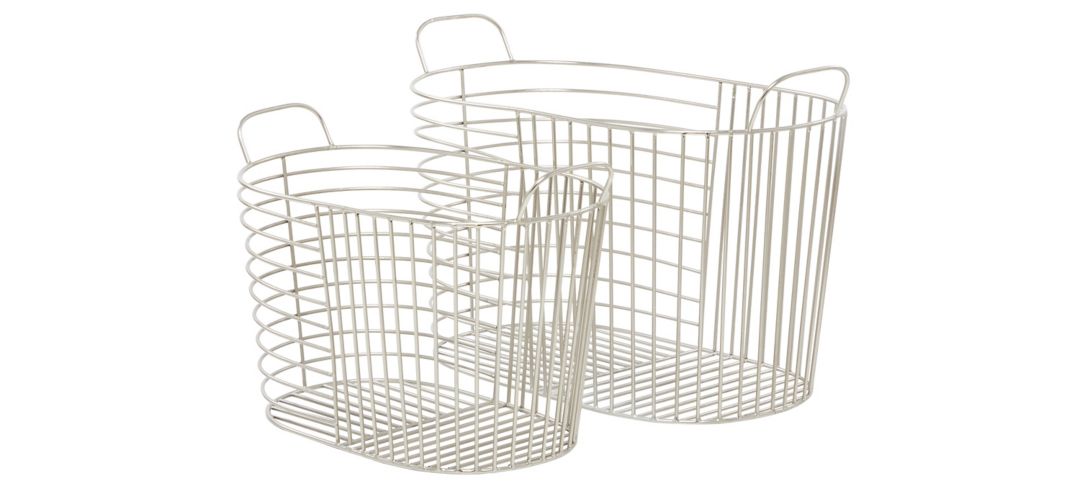 Ivy Collection Metal Storage Baskets - Set of 2