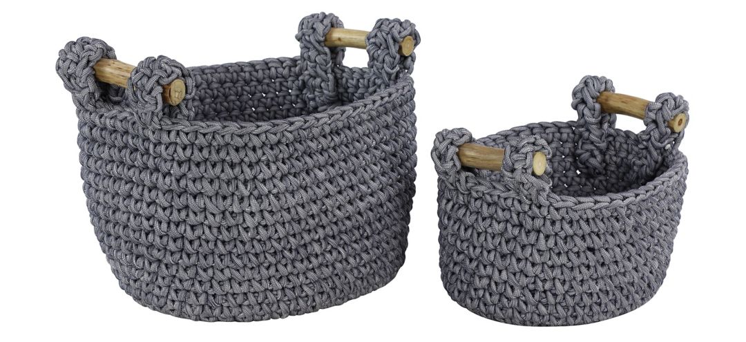 Ivy Collection Polyester Storage Baskets - Set of 2