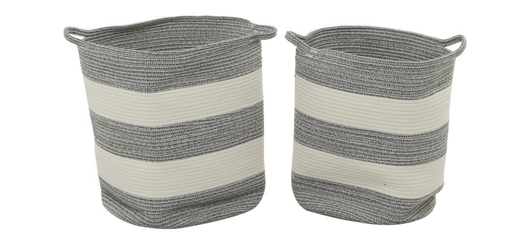 374135830 Ivy Collection Striped Storage Basket - Set of 2 sku 374135830