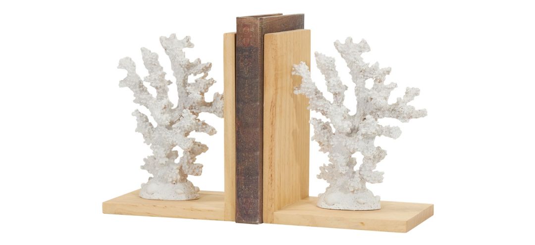 Ivy Collection Resin Coral Textured Bookends Set