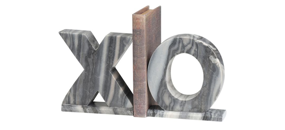 Ivy Collection Sleek X and O Bookends Set