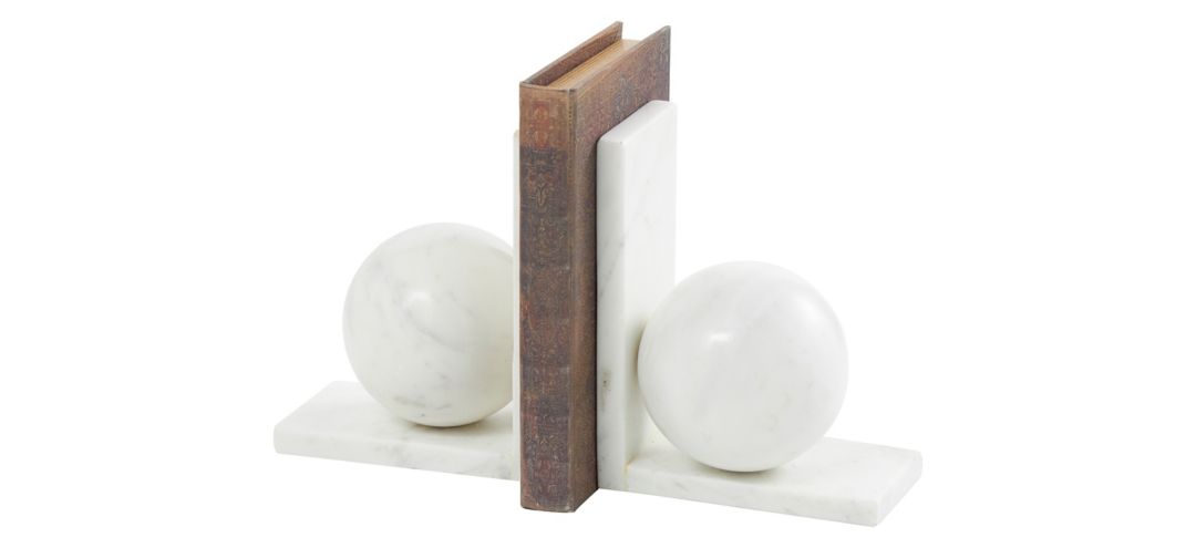 Ivy Collection Sleek Orb Geometric Bookends Set