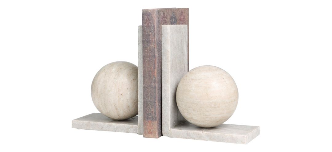 Ivy Collection Sleek Orb Geometric Bookends Set