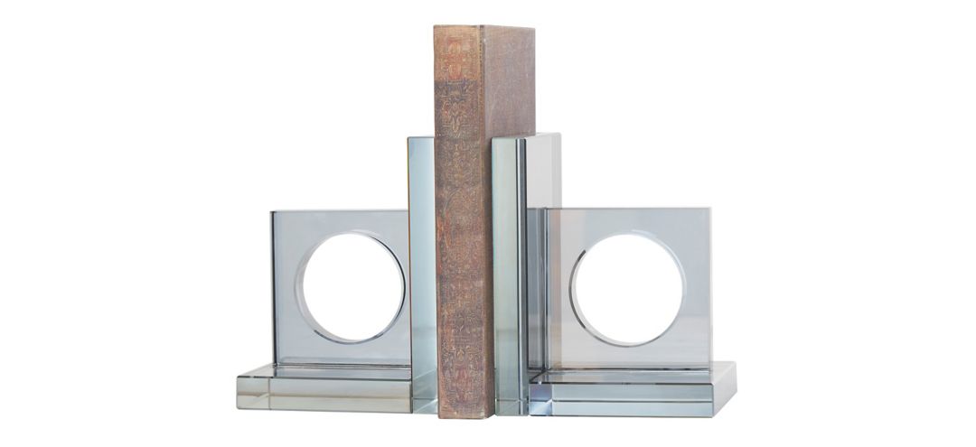 Ivy Collection Geometric Square with Circle Cut Outs Bookends Set