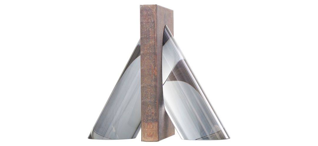 Ivy Collection Geometric Pyramid Shaped Bookends Set