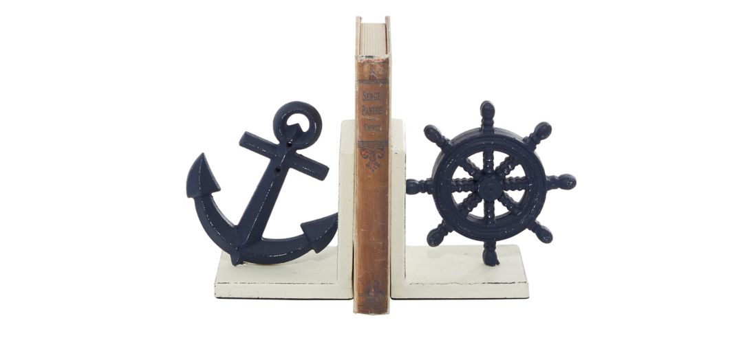 Ivy Collection Anchor and Ship Wheel Bookends Set