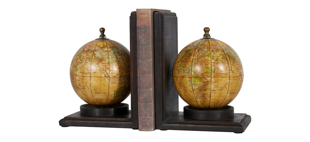 Ivy Collection World Map Globe Bookends Set