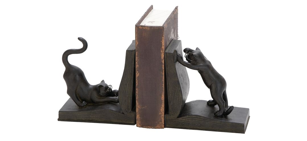 Ivy Collection Reading Cat Bookends Set