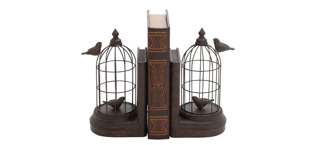 Ivy Collection Bird with Cage Bookends Set
