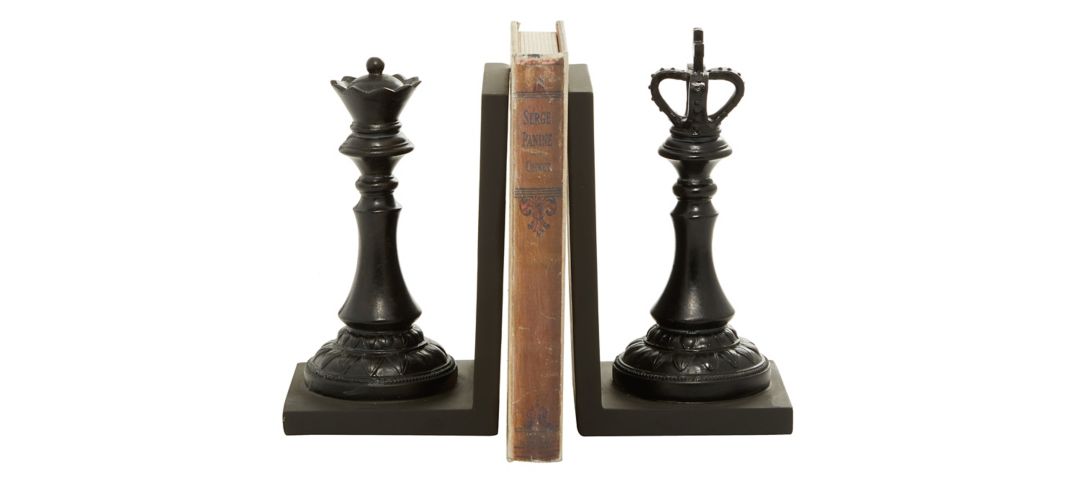 Ivy Collection Chess Bookends with King and Queen Set