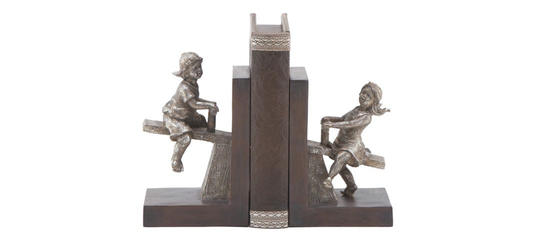 Ivy Collection People with Swing Set Antiqued Bookends Set