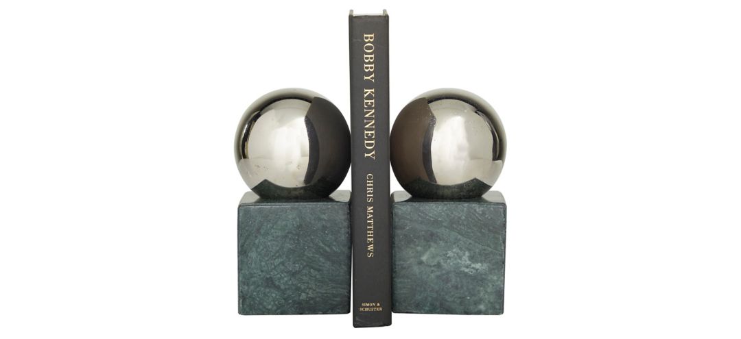 Ivy Collection Blocked Orb Bookends Set