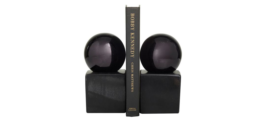 Ivy Collection Blocked Orb Bookends Set