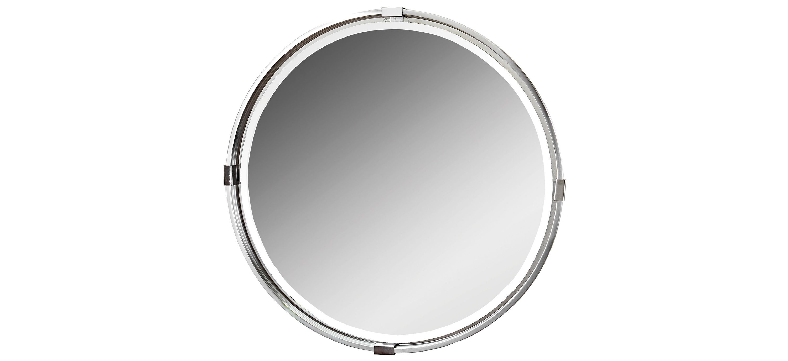 Tazlina Brushed Nickel Round Mirror