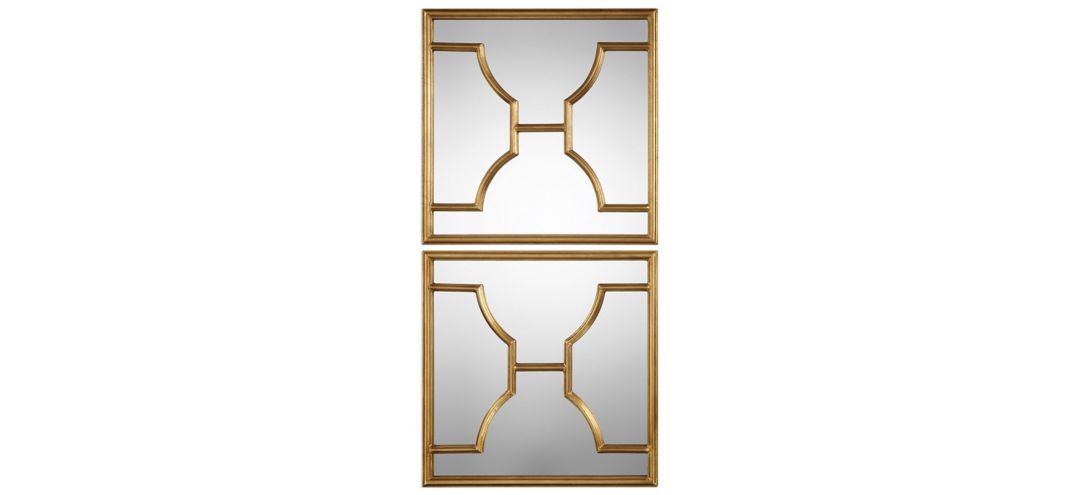 Misa Gold Square Mirrors: Set of 2