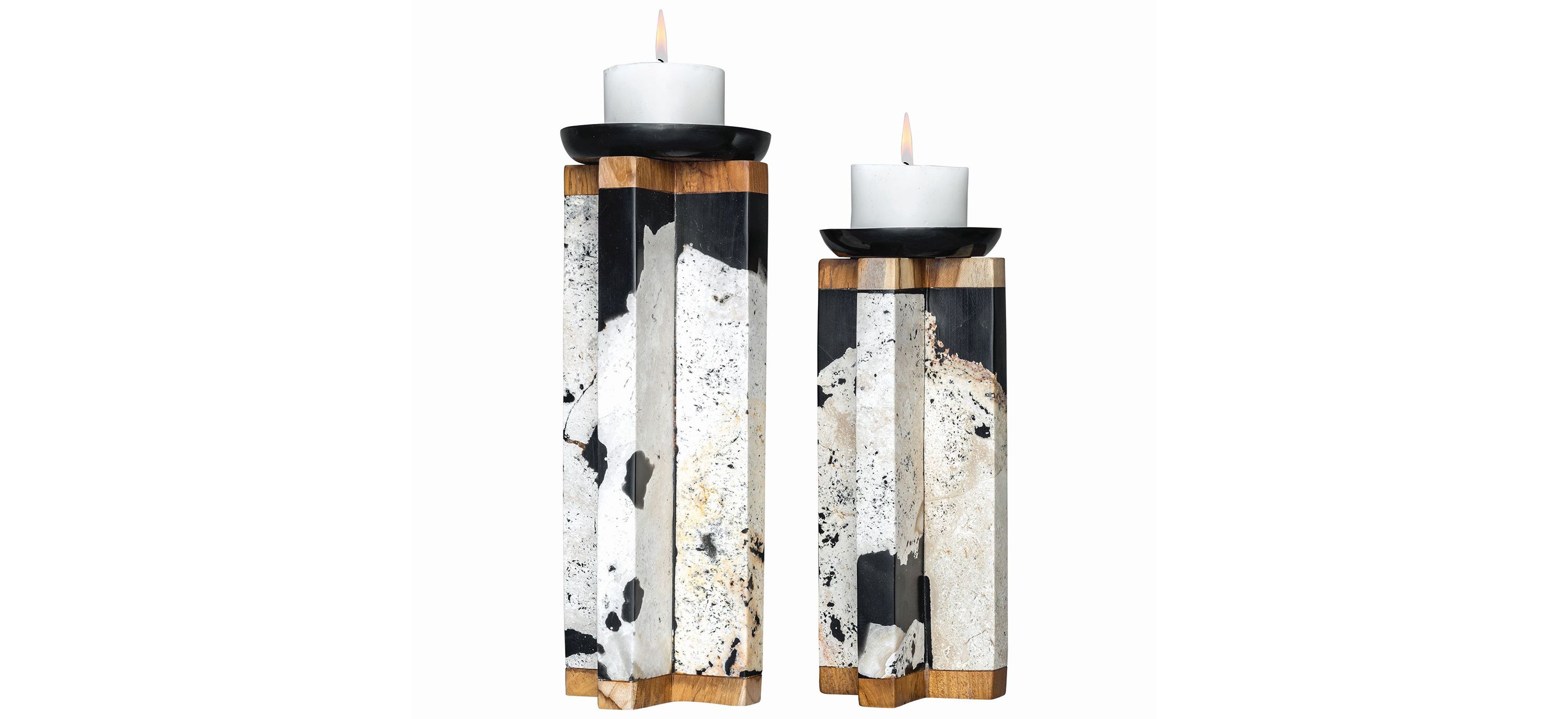 Illini Stone Candleholders: Set of 2