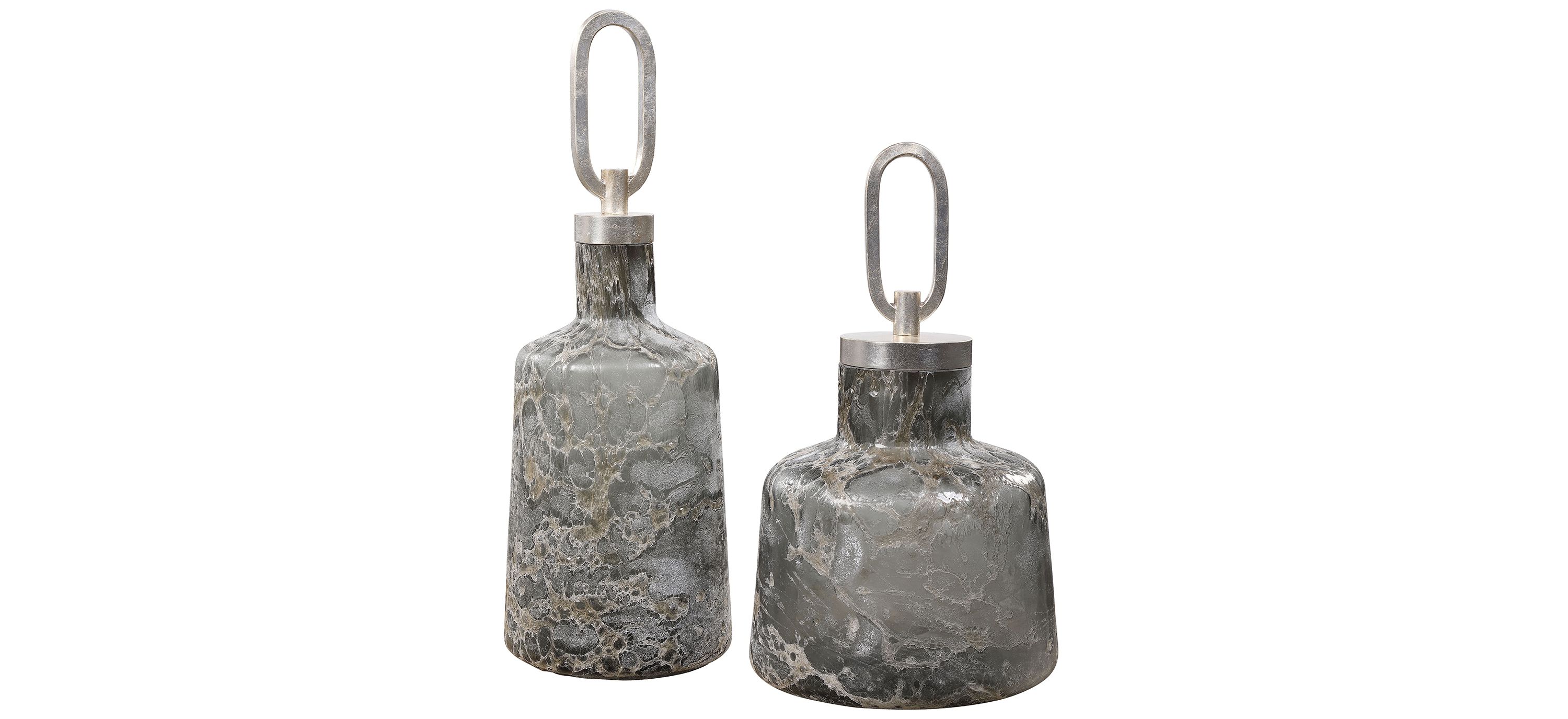 Storm Art Glass Bottles: Set of 2