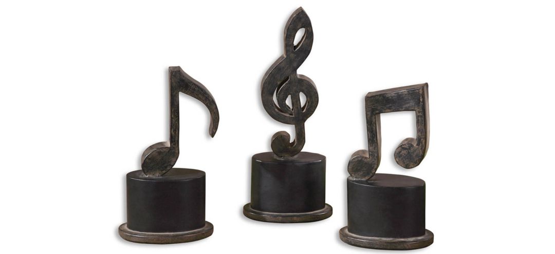 175898310 Music Notes Metal Figurines: Set of 3 sku 175898310