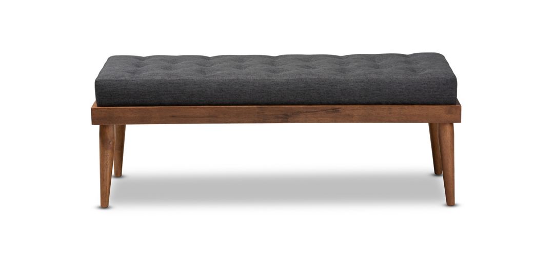 Linus Fabric Upholstered and Button Tufted Wood Bench