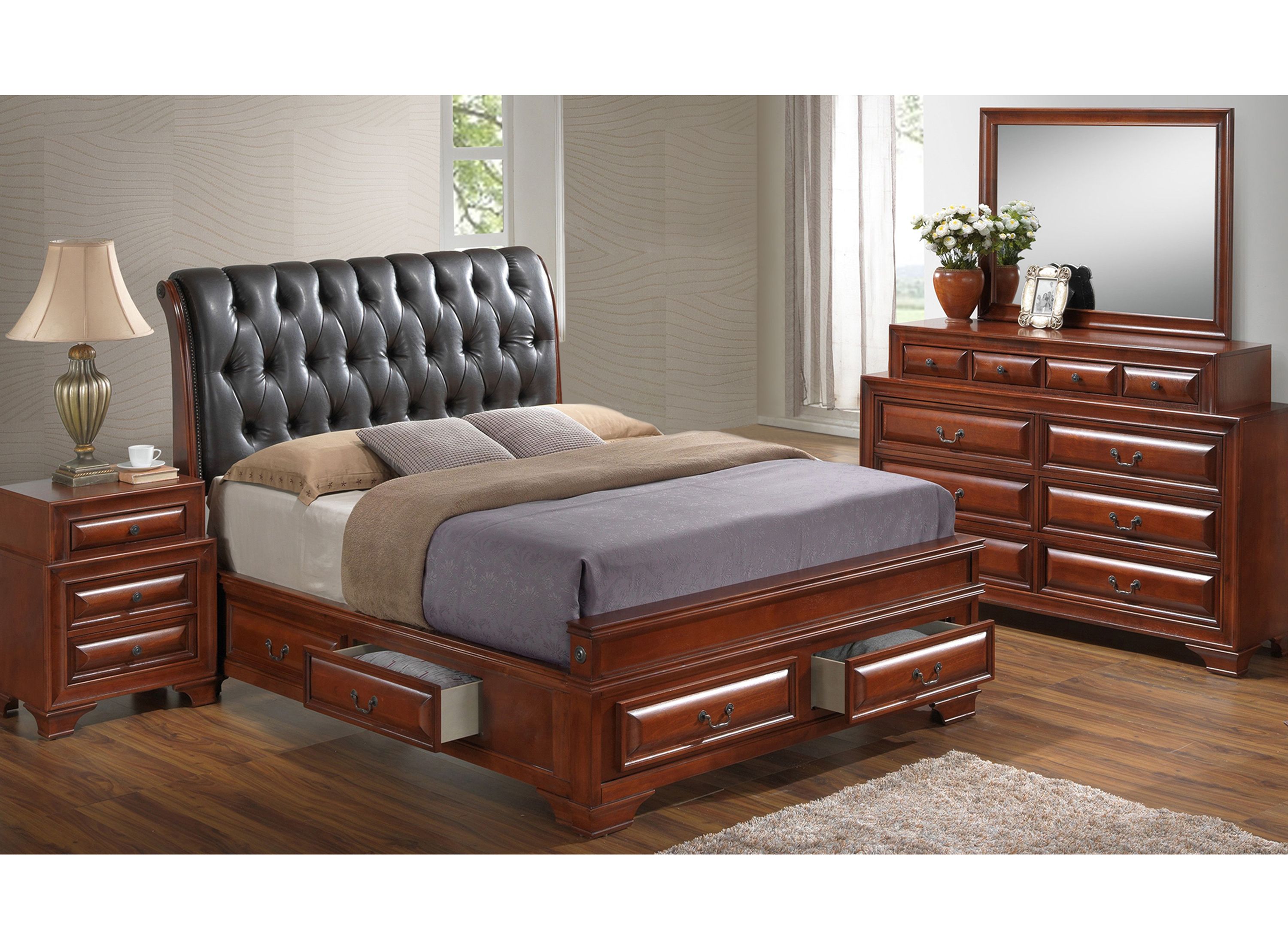 Sarasota Upholstered 4pc. Storage Bedroom Set Raymour & Flanigan