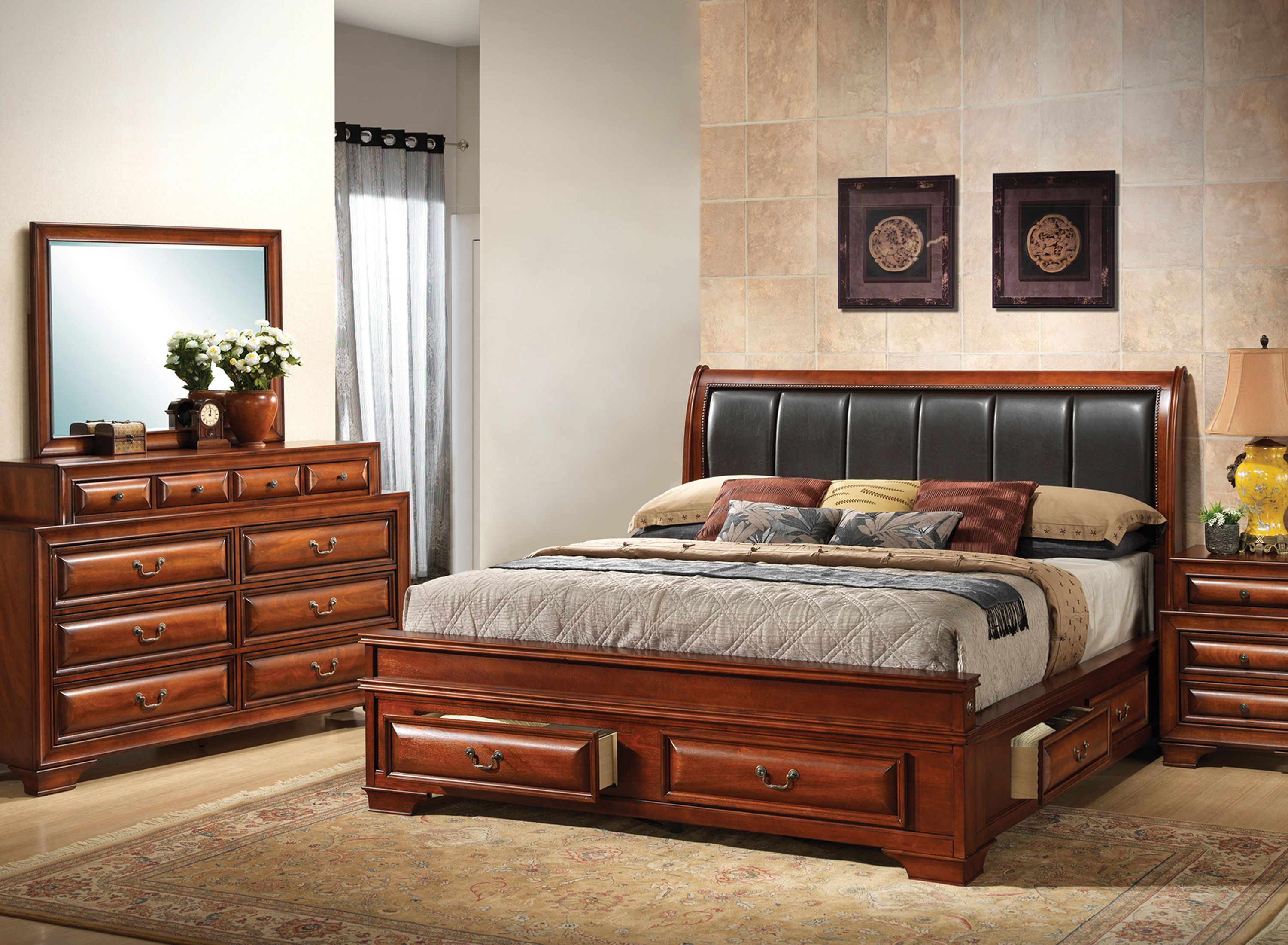Sarasota Upholstered 4pc. Storage Bedroom Set Raymour & Flanigan