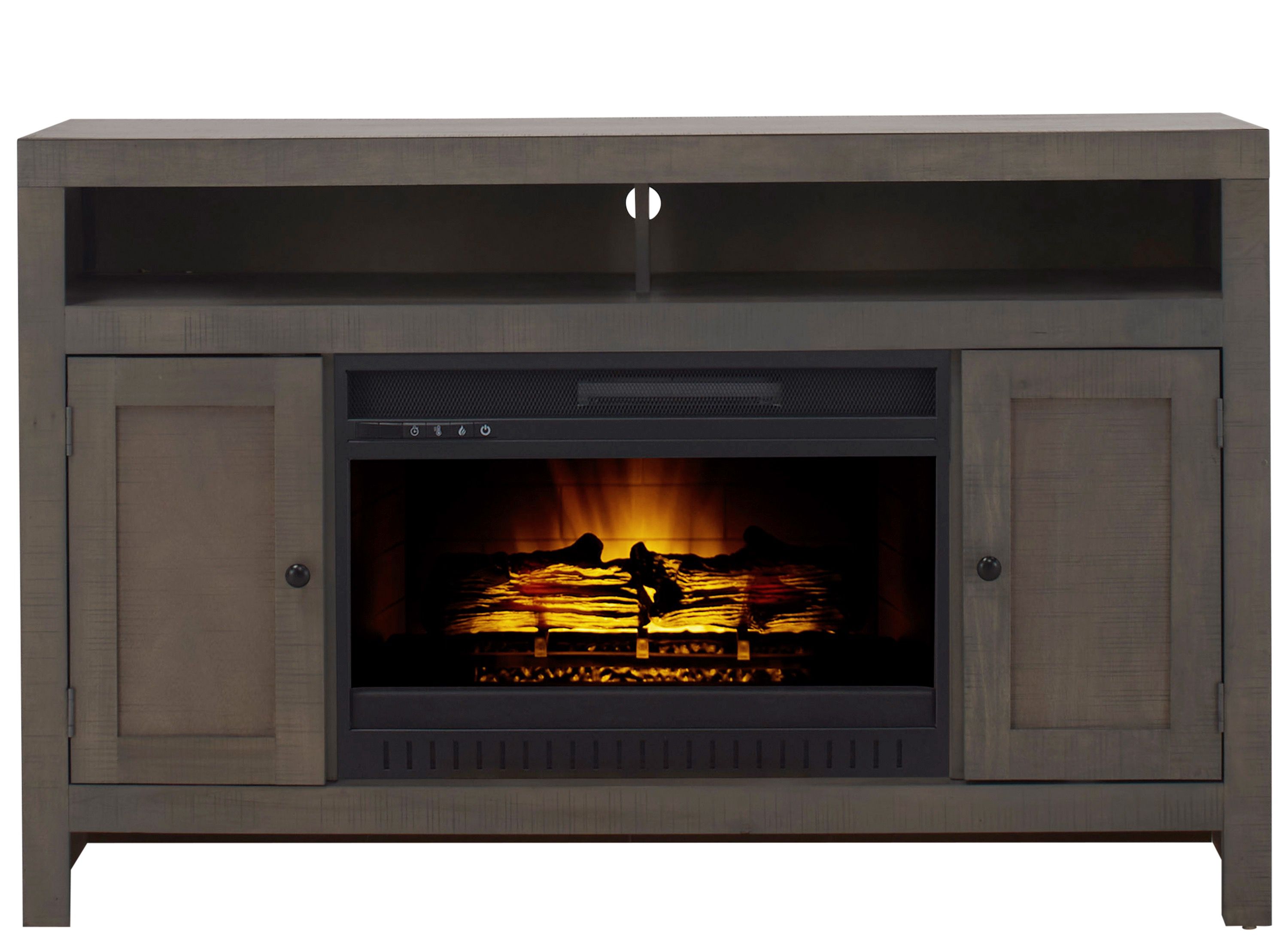 Raymour and flanigan tv store stand with fireplace