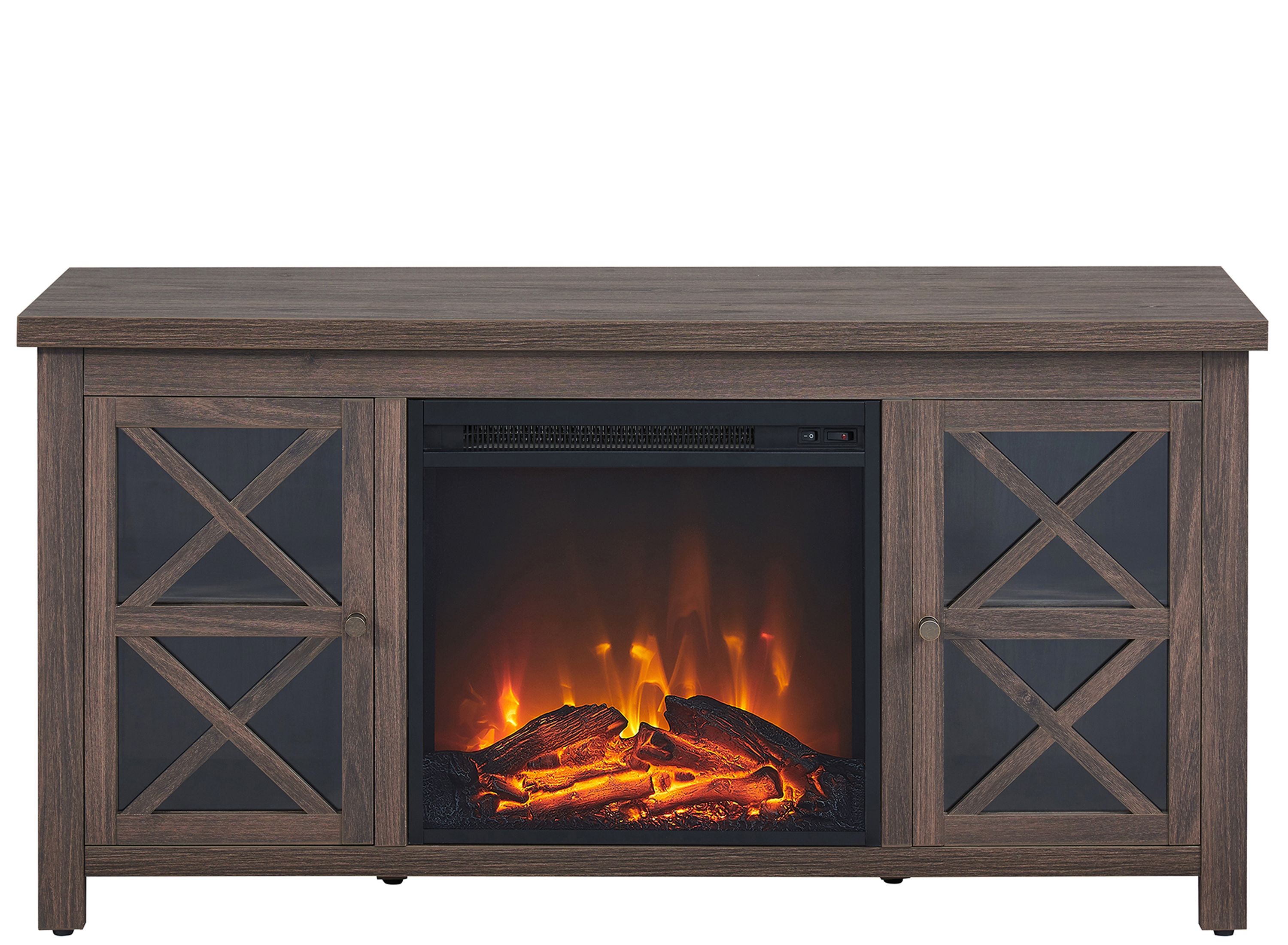 Raymour and flanigan tv deals stand with fireplace