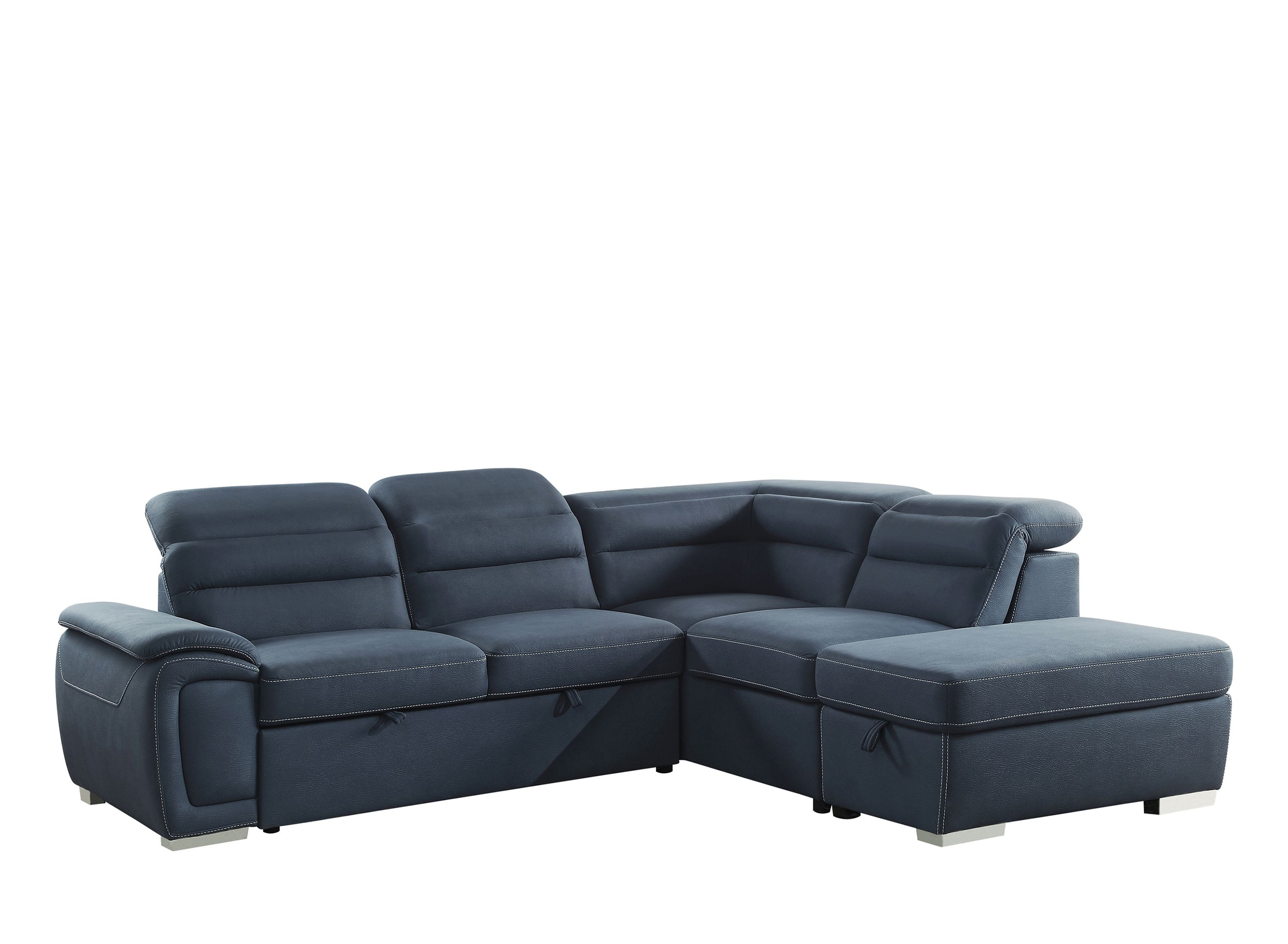Elena 3pc Sectional W/ PullOut Bed & Storage Ottoman Raymour & Flanigan